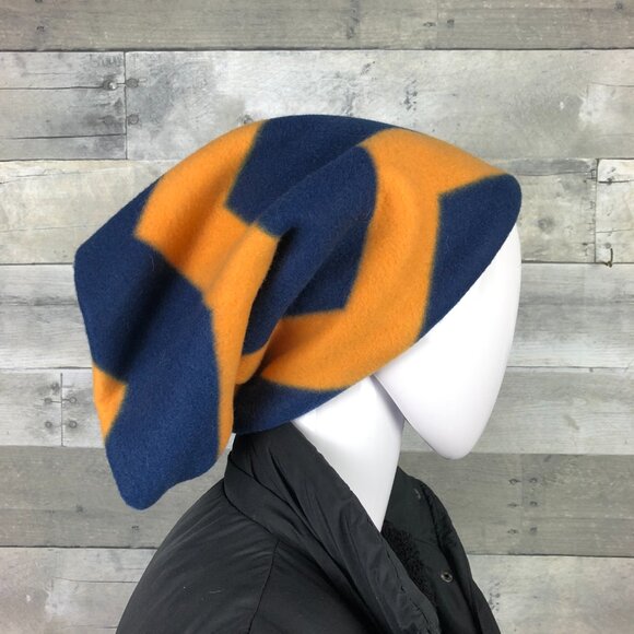 Chevron Orange and Navy Blue gaiter neckwarmer fleece Scarf Tube Earmuff Gator - Picture 4 of 8